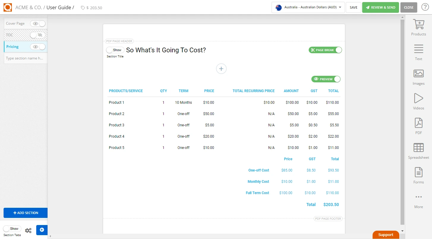 QuoteCloud - Sales Quote, Sales Proposal and Contracts Software - Setting a Repeating Cost in a Sales Quote Price Table (Java Edition) - illustration cc2c9aef-54a0-48dc-8d3b-35c0cc1eb3ac