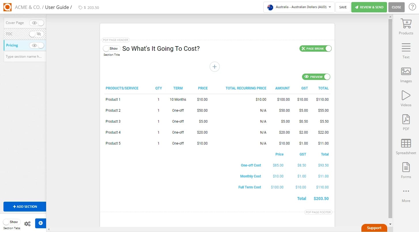 QuoteCloud - Sales Quote, Sales Proposal and Contracts Software - Setting a Repeating Cost in a Sales Quote Price Table (Java Edition) - illustration cc2c9aef-54a0-48dc-8d3b-35c0cc1eb3ac