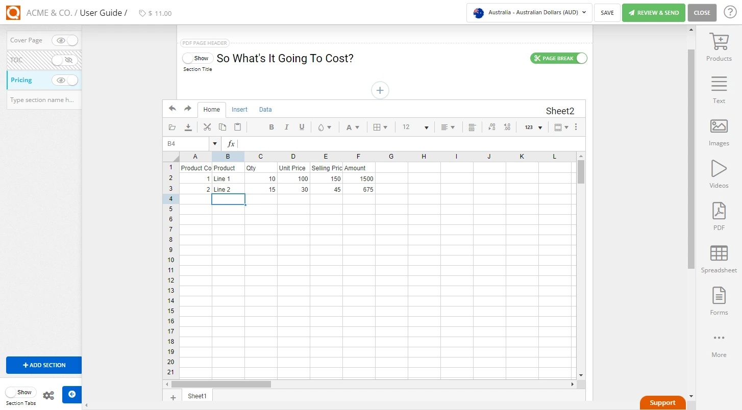 QuoteCloud - Sales Quote, Sales Proposal and Contracts Software - Using Values from a Spreadsheet for a Price Line Item Description in a Price Table (Java Edition) - illustration c5e4e14e-0c70-4e53-bd0e-72dc9ccc1f70