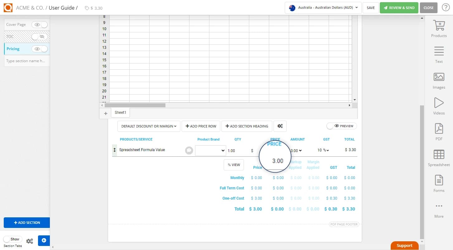 QuoteCloud - Sales Quote, Sales Proposal and Contracts Software - Getting Values from a Spreadsheet to use as a Price in a Price Table (Java Edition) - illustration c918835d-7115-4f34-9811-53954a3d4f0a