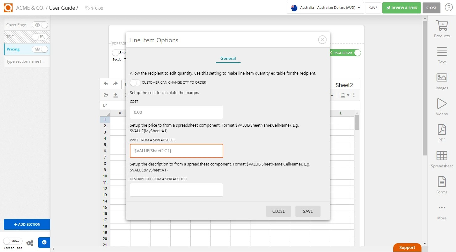 QuoteCloud - Sales Quote, Sales Proposal and Contracts Software - Getting Values from a Spreadsheet to use as a Price in a Price Table (Java Edition) - illustration c1143b3e-c063-48ff-8316-5dbdc5b8ad27