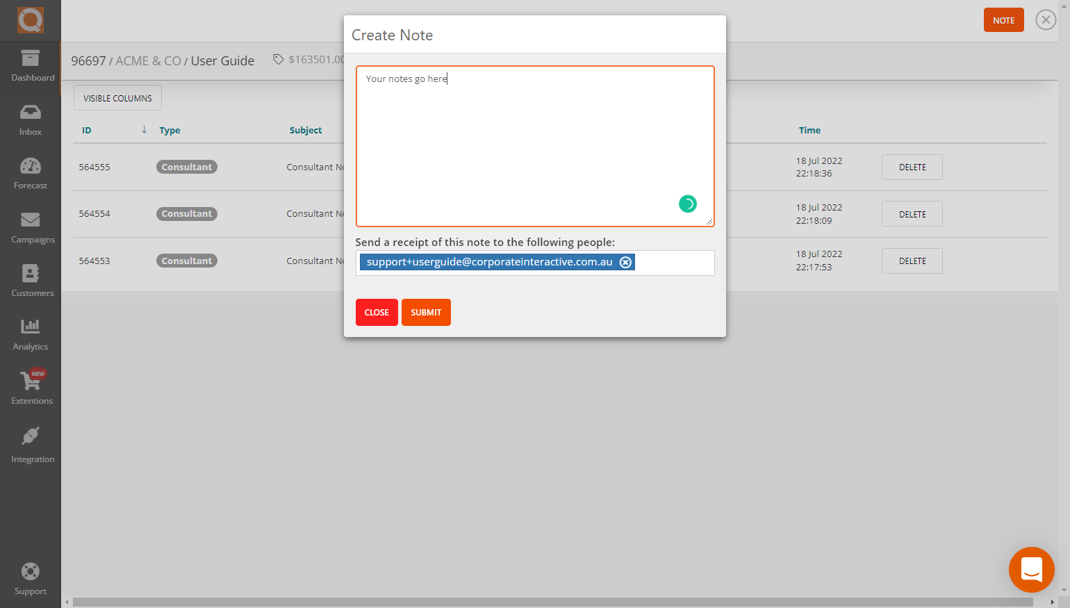 QuoteCloud - Sales Quote, Sales Proposal and Contracts Software - Recording Customer Contact History & Notes (Java Edition) - illustration 93950f89-2f40-4cf4-818b-6b53ef464473