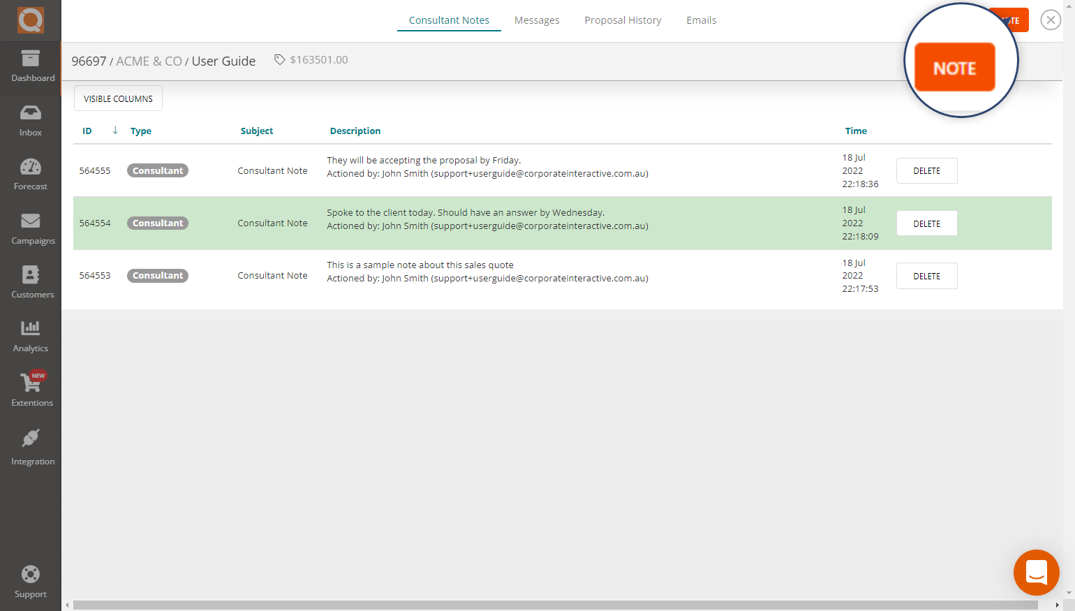 QuoteCloud - Sales Quote, Sales Proposal and Contracts Software - Recording Customer Contact History & Notes (Java Edition) - illustration a882253b-9871-4fb4-a392-4718219fde35