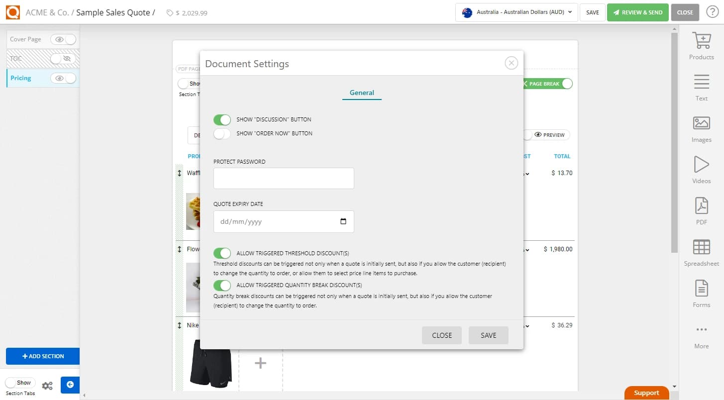 QuoteCloud - Sales Quote, Sales Proposal and Contracts Software - Remove the ORDER NOW button in sales quotes and templates - illustration aaf85dd0-43e1-4779-86b3-36cb6991ad04
