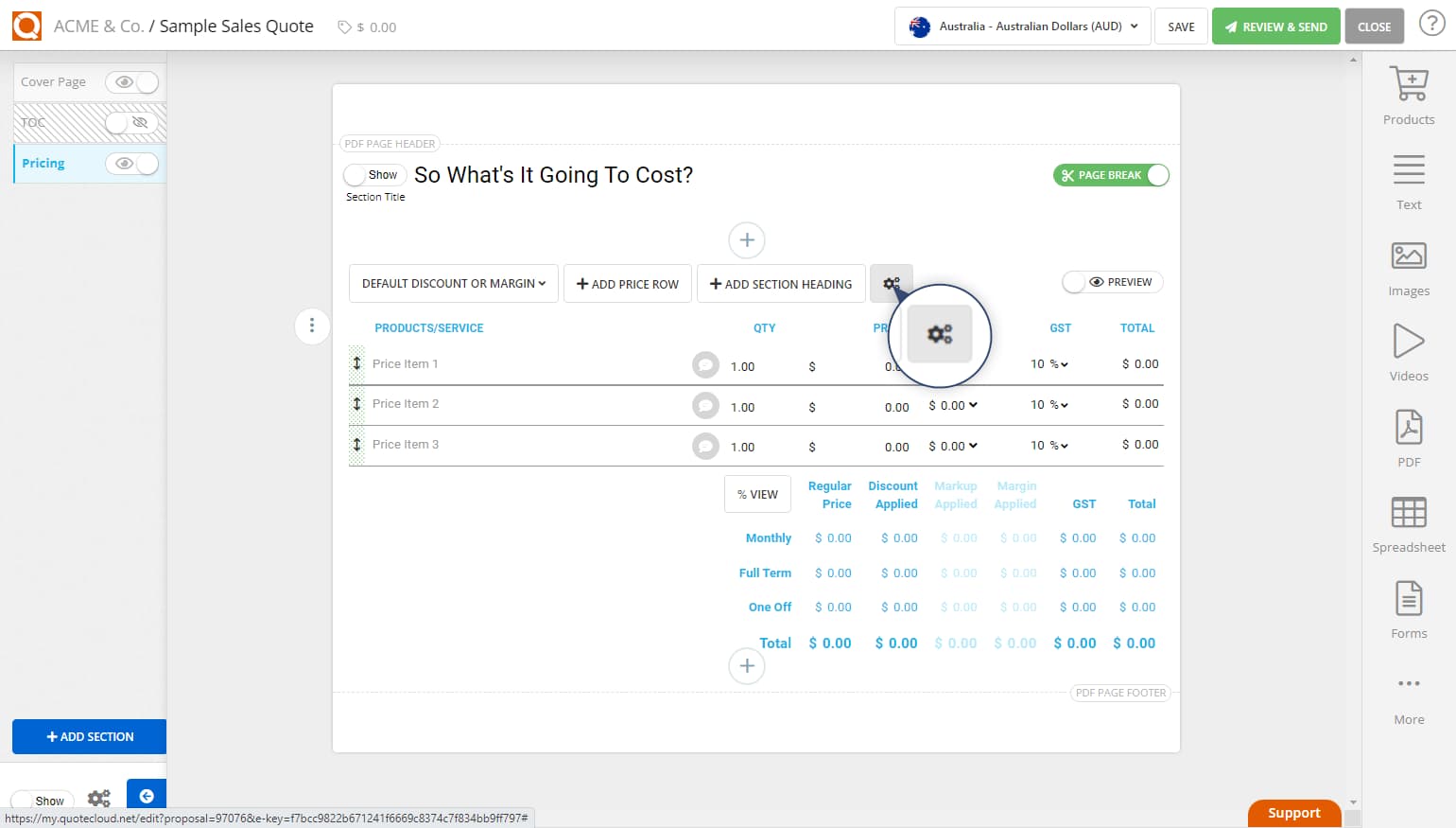 QuoteCloud - Sales Quote, Sales Proposal and Contracts Software - Change the Order of Columns in a Price Table (Java Edition) - illustration 4ea9aa1d-03cb-4091-ac25-417a6c404c0f