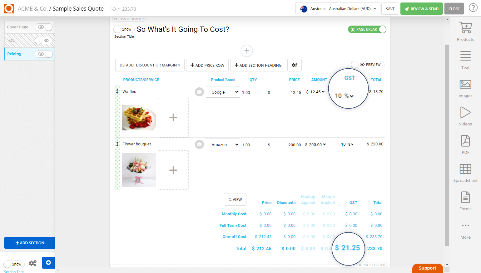 QuoteCloud - Sales Quote, Sales Proposal and Contracts Software - Price Table Settings - Removing Tax from a Price Table (Java Edition) - illustration ef413103-09eb-40c7-a1a7-e9a8dfb85ab1
