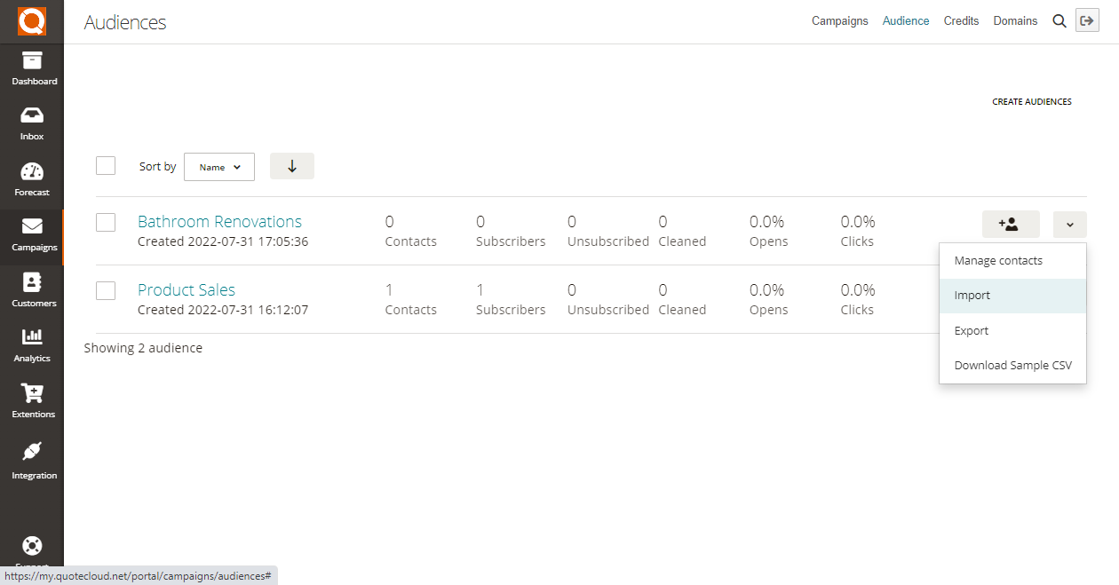 QuoteCloud - Sales Quote, Sales Proposal and Contracts Software - Email Marketing - Import Contacts to an Audience (Java Edition) - illustration e43dd308-61d4-48c3-a893-f2b8d5067e82