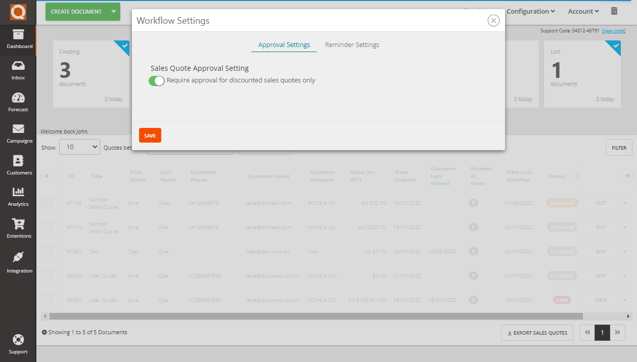 QuoteCloud - Sales Quote, Sales Proposal and Contracts Software - Configure Workflow Approval Only When a Sales Quote is Discounted - illustration 26a0408f-db05-4d78-9cdc-b37a55da283c