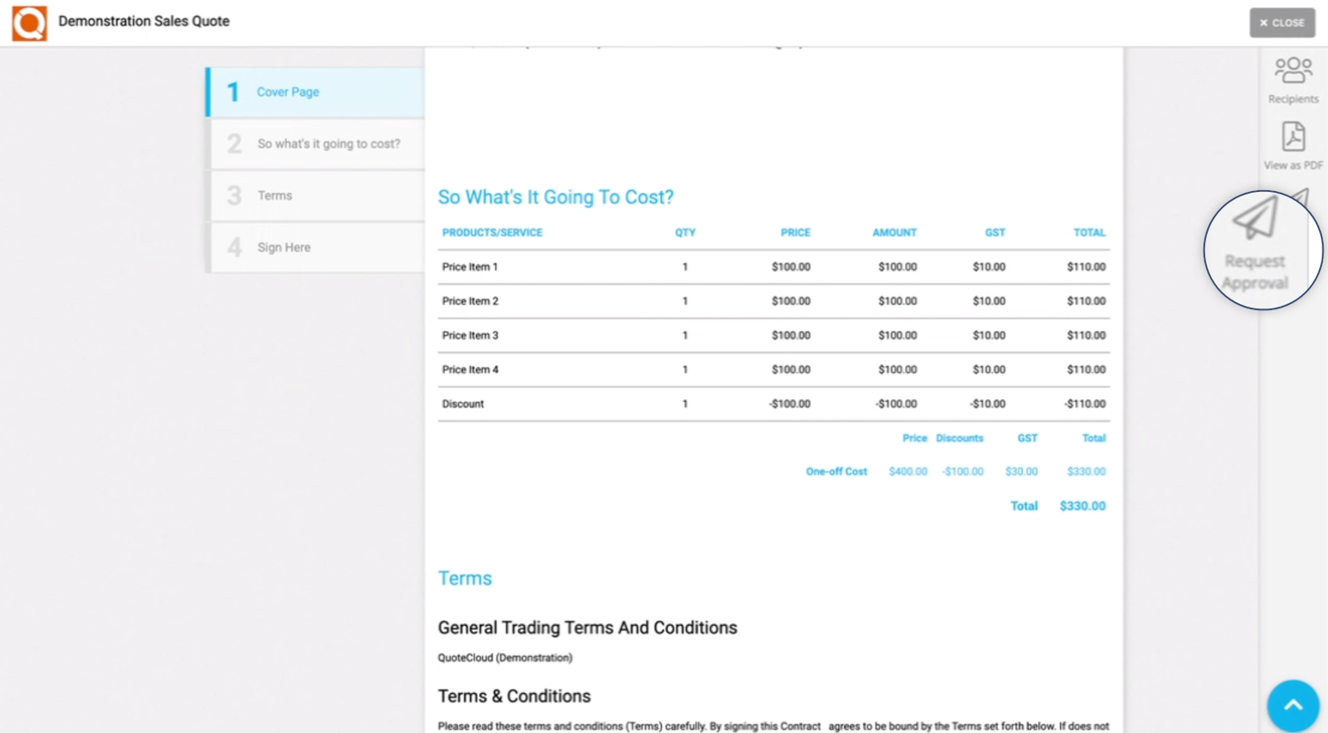 QuoteCloud - Sales Quote, Sales Proposal and Contracts Software - Configure Workflow Approval Only When a Sales Quote is Discounted - illustration 43e6b882-1362-40ac-af0a-c22a501235d0