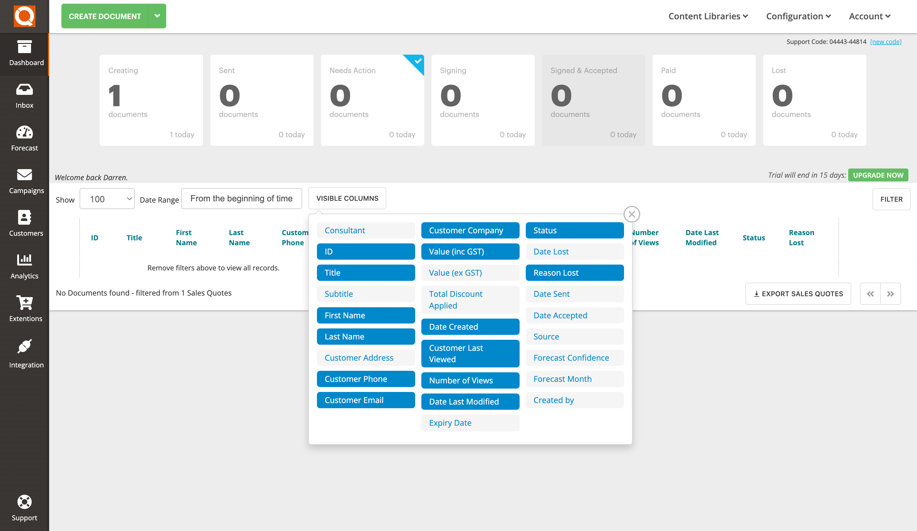 QuoteCloud - Sales Quote, Sales Proposal and Contracts Software - Changing the data columns displayed on the Sales Quote Dashboard (Java Edition) - illustration 9bda7f71-d2a4-4943-806a-3b461d86d0fc