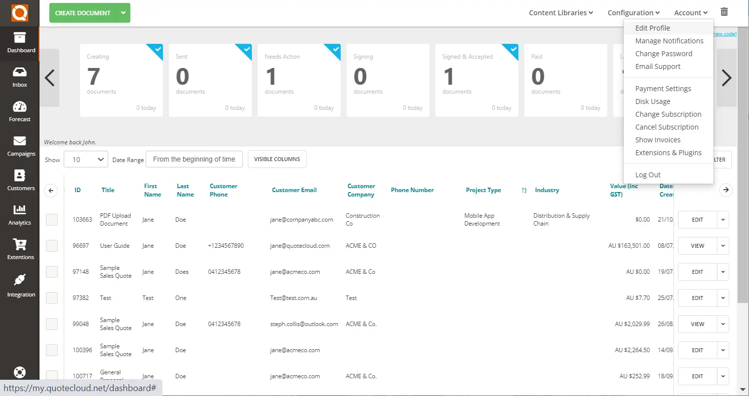 QuoteCloud - Sales Quote, Sales Proposal and Contracts Software - How To Personalise The Default Email Content For Sending Documents - illustration 697961aa-8ccf-49f3-91ea-25f0bdf26412