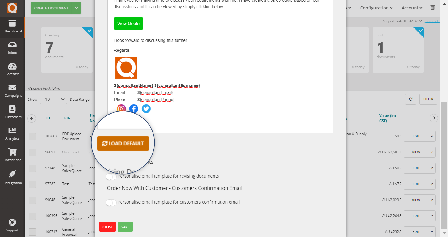QuoteCloud - Sales Quote, Sales Proposal and Contracts Software - How To Set Your Email Signature (Default Email Content) (Java Edition) - illustration ef574b0e-a860-4a07-b3b3-5464f4444886