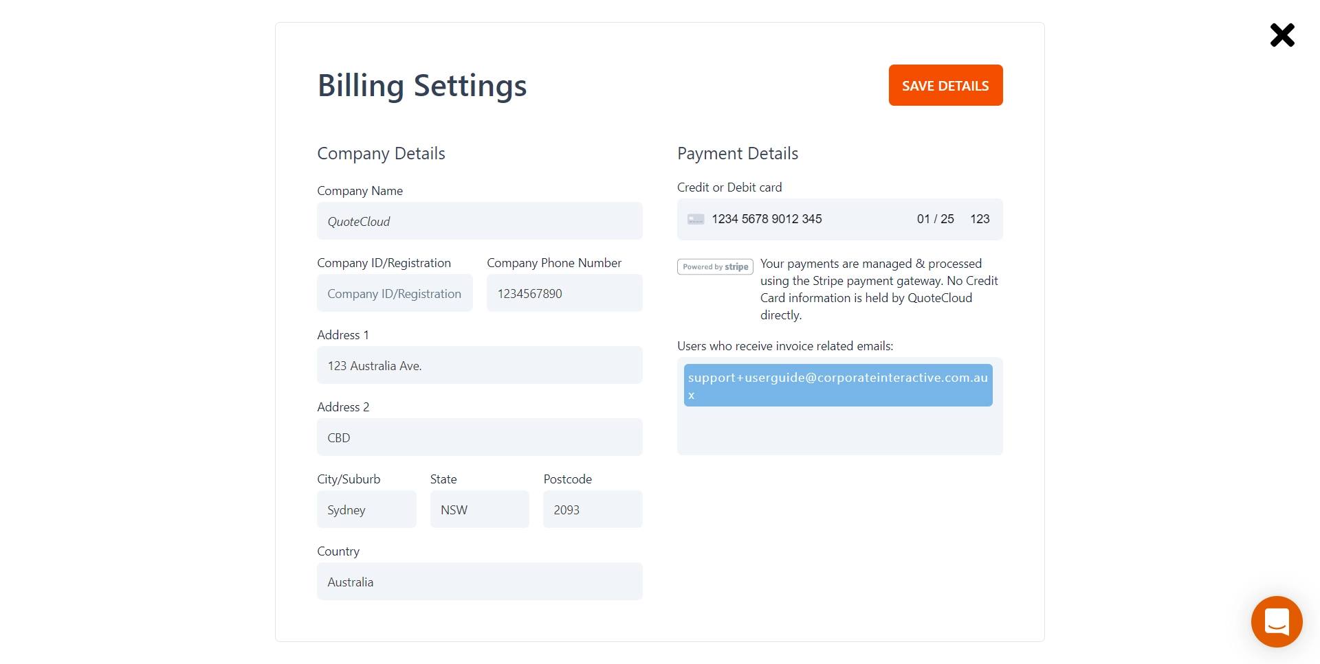 QuoteCloud - Sales Quote, Sales Proposal and Contracts Software - Billing and Payment Details - illustration 8210f1d4-f47a-48b9-82ad-8f1ffb21b3ba