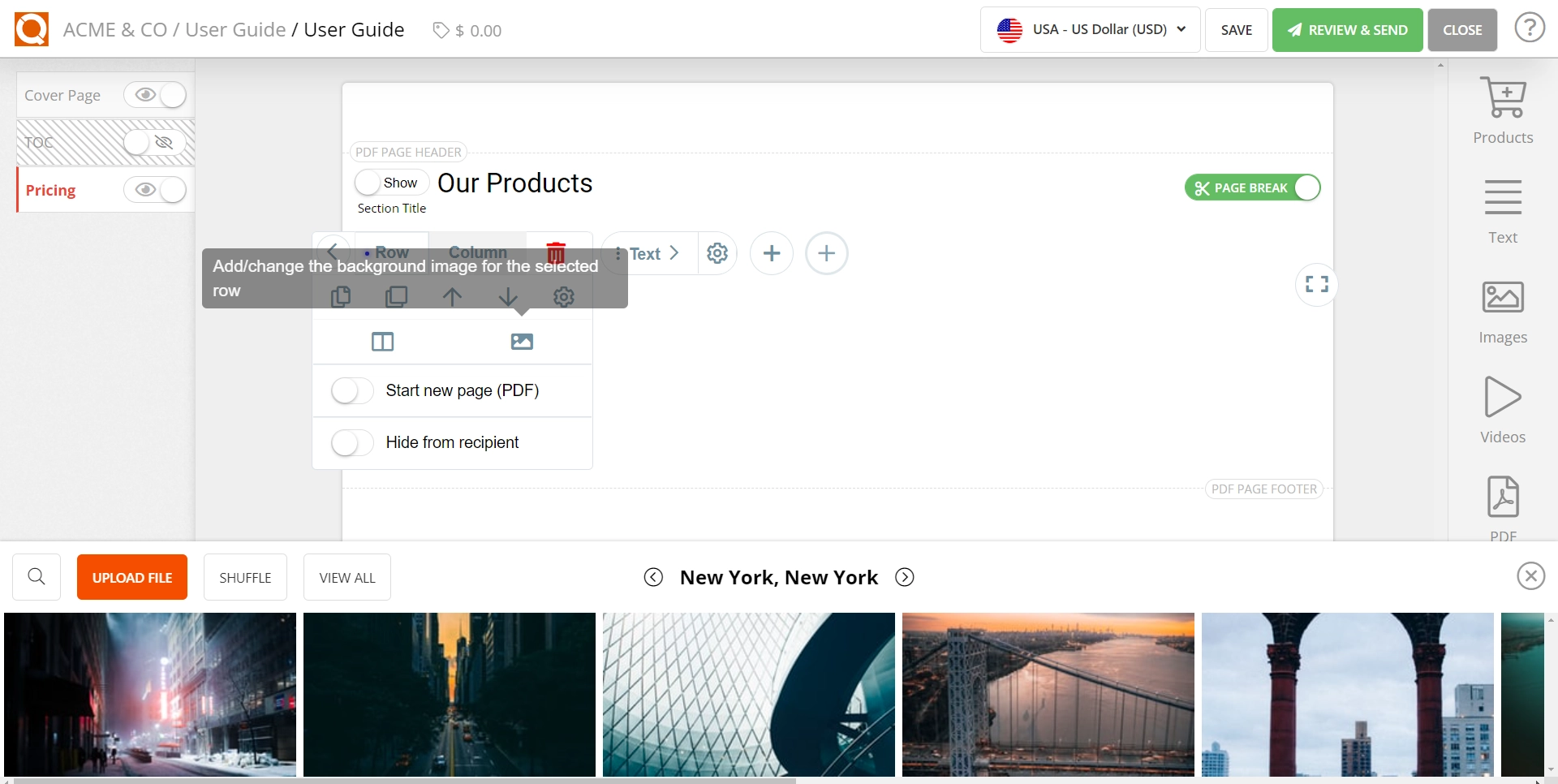 QuoteCloud - Sales Quote, Sales Proposal and Contracts Software - Add background images to Rows and Columns (Java Edition) - illustration 59a4da5a-cde6-4780-96ac-8d44e079fee8