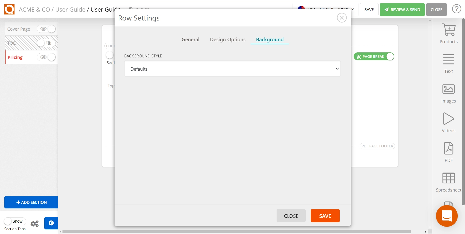 QuoteCloud - Sales Quote, Sales Proposal and Contracts Software - Add background images to Rows and Columns (Java Edition) - illustration dced99ae-342d-43a2-884e-7e5ab9f369a5