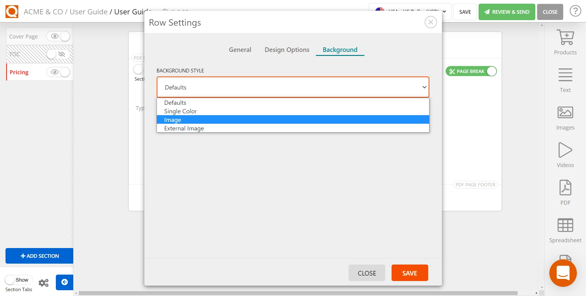 QuoteCloud - Sales Quote, Sales Proposal and Contracts Software - Add background images to Rows and Columns (Java Edition) - illustration 97164f7d-54b1-4410-85fb-a6d4e5123a31