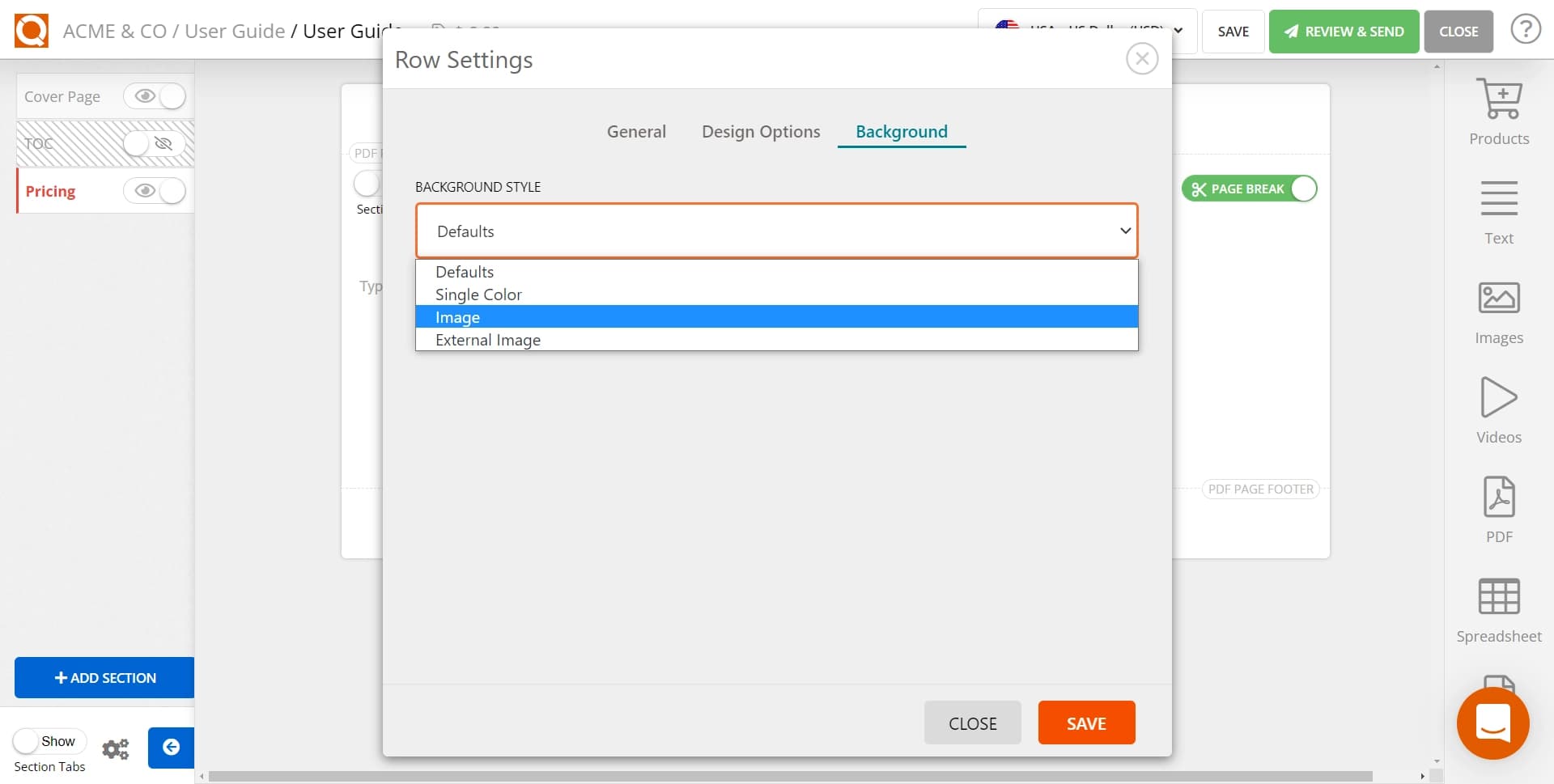 QuoteCloud - Sales Quote, Sales Proposal and Contracts Software - Add background images to Rows and Columns (Java Edition) - illustration 97164f7d-54b1-4410-85fb-a6d4e5123a31