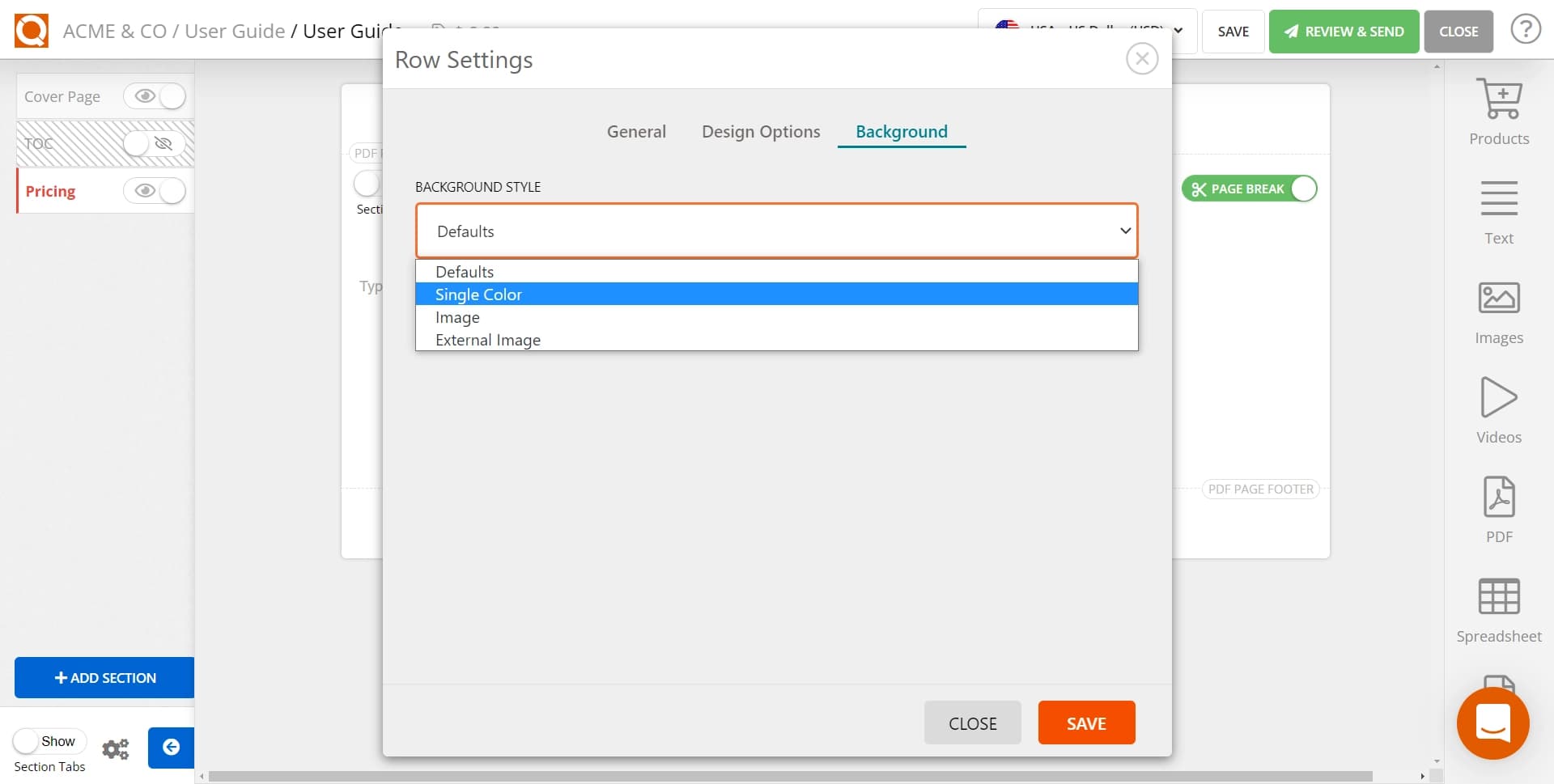 QuoteCloud - Sales Quote, Sales Proposal and Contracts Software - Add background solid colour to Rows and Columns (Java Edition) - illustration c4cdcc2f-b356-4796-932a-b381b9f04081