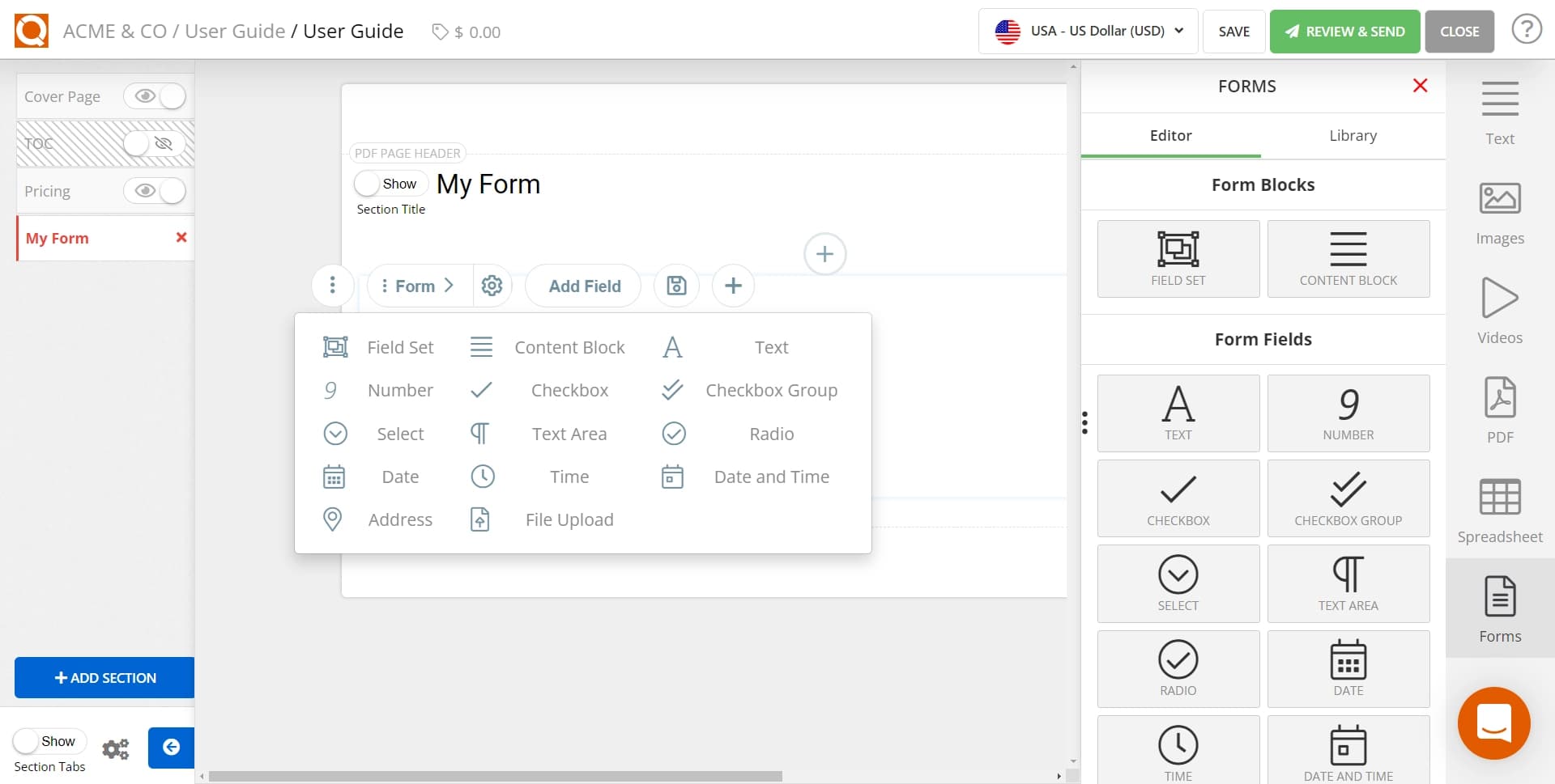 QuoteCloud - Sales Quote, Sales Proposal and Contracts Software - Adding Content Blocks to a Form (Java Edition) - illustration e77d03f5-e890-4b74-8760-9ef81f9a9f9d