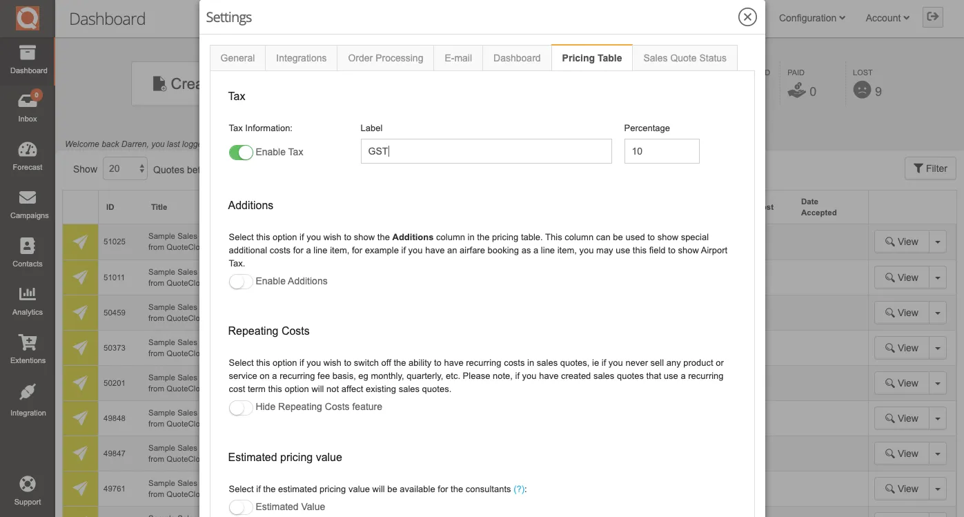 QuoteCloud - Sales Quote, Sales Proposal and Contracts Software - Adding VAT, GST, Sales Tax, etc to sales quotes (Java Edition) - illustration 976bdacd-f1ec-4cb2-9a0a-405e952c3cc6