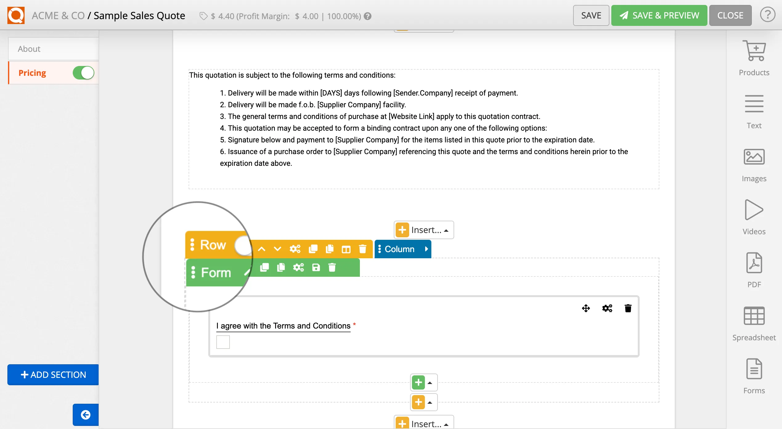 QuoteCloud - Sales Quote, Sales Proposal and Contracts Software - Moving Content Blocks (Drag & Drop) (Java Edition) - illustration c8c3570b-d003-4505-87ad-95c04fd6b449