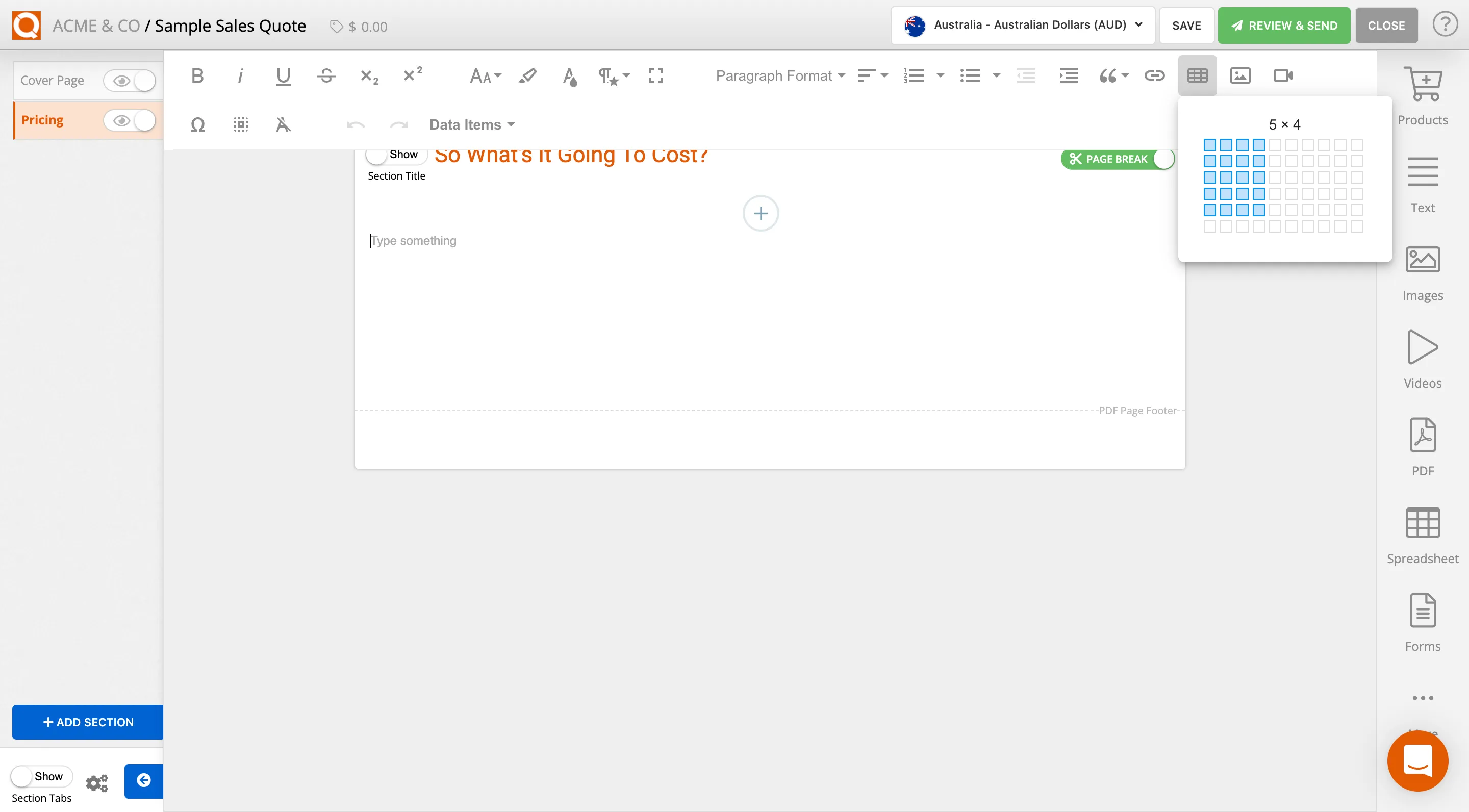 QuoteCloud - Sales Quote, Sales Proposal and Contracts Software - Setting the Default Table Style used in Text Content Blocks (Java Edition) - illustration 1bb20a81-e608-4536-a68e-56080b47f1ea