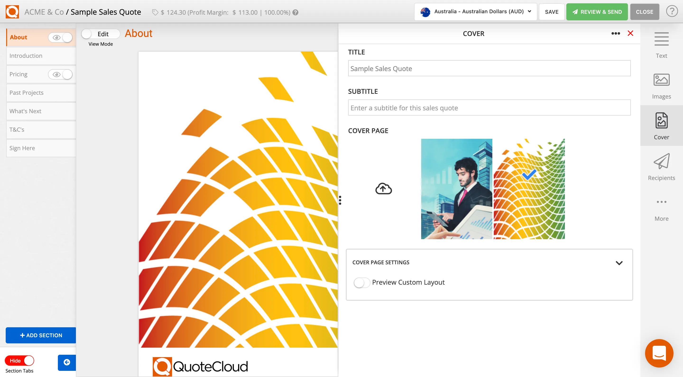 QuoteCloud - Sales Quote, Sales Proposal and Contracts Software - Updating Your Cover Pages (Java Edition) - illustration 1075b510-9d41-4e0b-9302-533b759f8e21