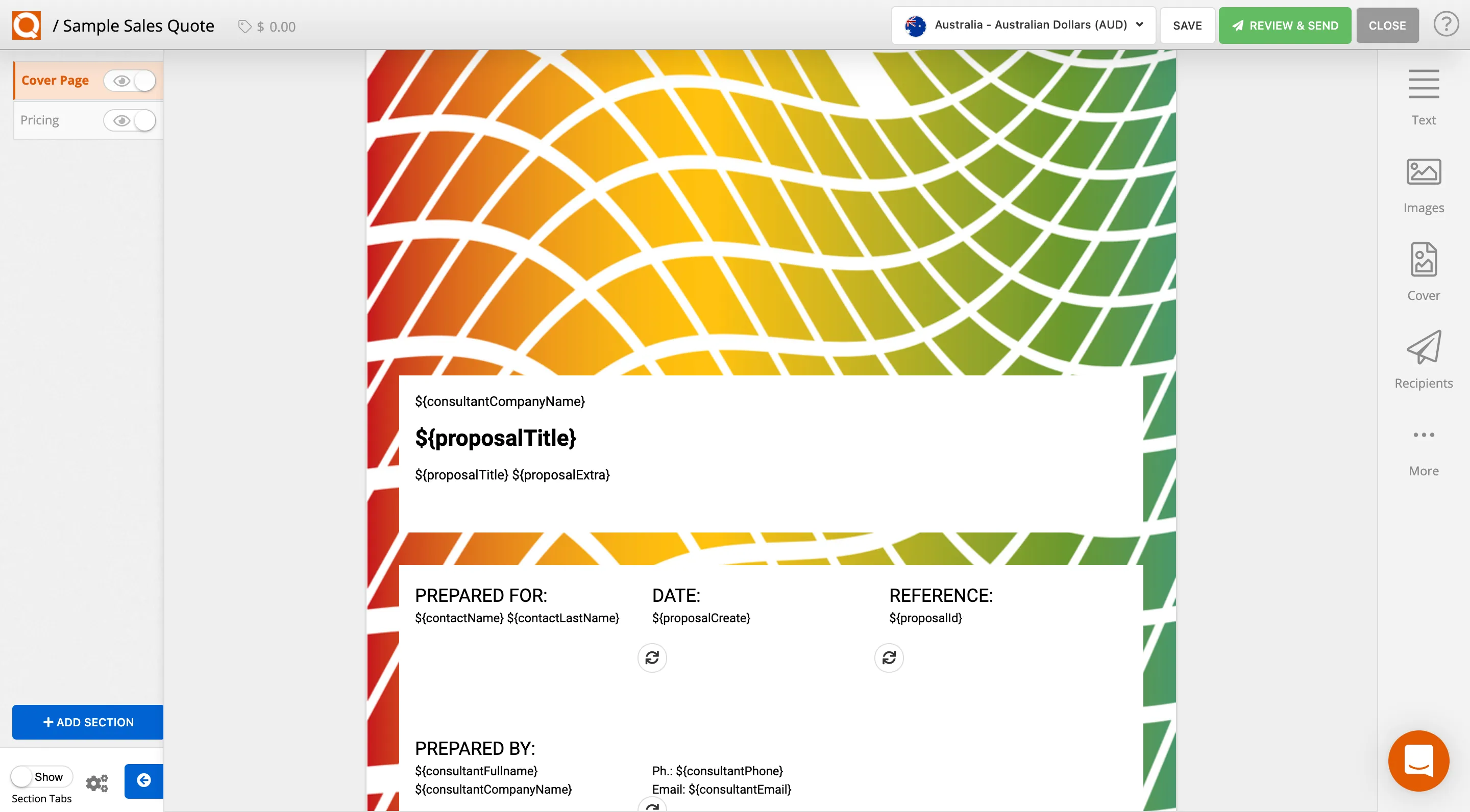 QuoteCloud - Sales Quote, Sales Proposal and Contracts Software - Design your own Cover Page Layout (Java Edition) - illustration 1b351608-e3cc-430e-985b-2b2a160d9870