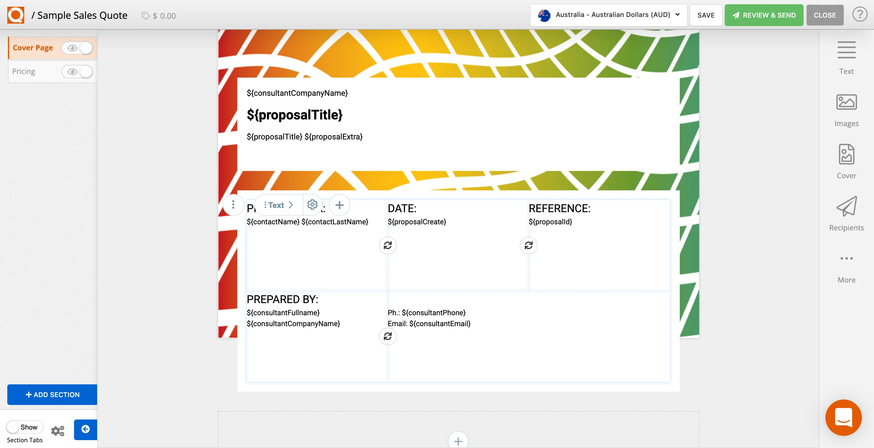 QuoteCloud - Sales Quote, Sales Proposal and Contracts Software - Design your own Cover Page Layout (Java Edition) - illustration 3d0bc68e-3564-435a-9204-30477175f5fe