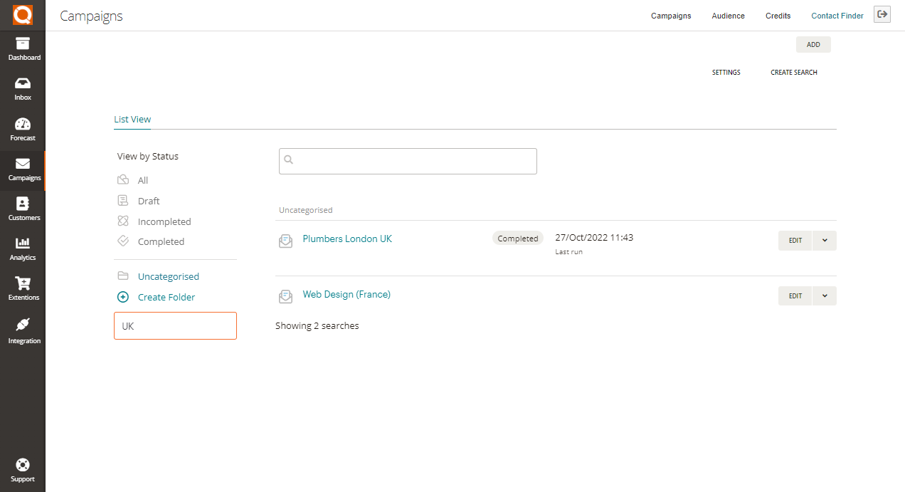 QuoteCloud - Sales Quote, Sales Proposal and Contracts Software - Contact Finder Plugin - Organising Your Search Campaigns In To Category Folders (Java Edition) - illustration f19be6f0-7797-475d-a53b-7f89add0d42a