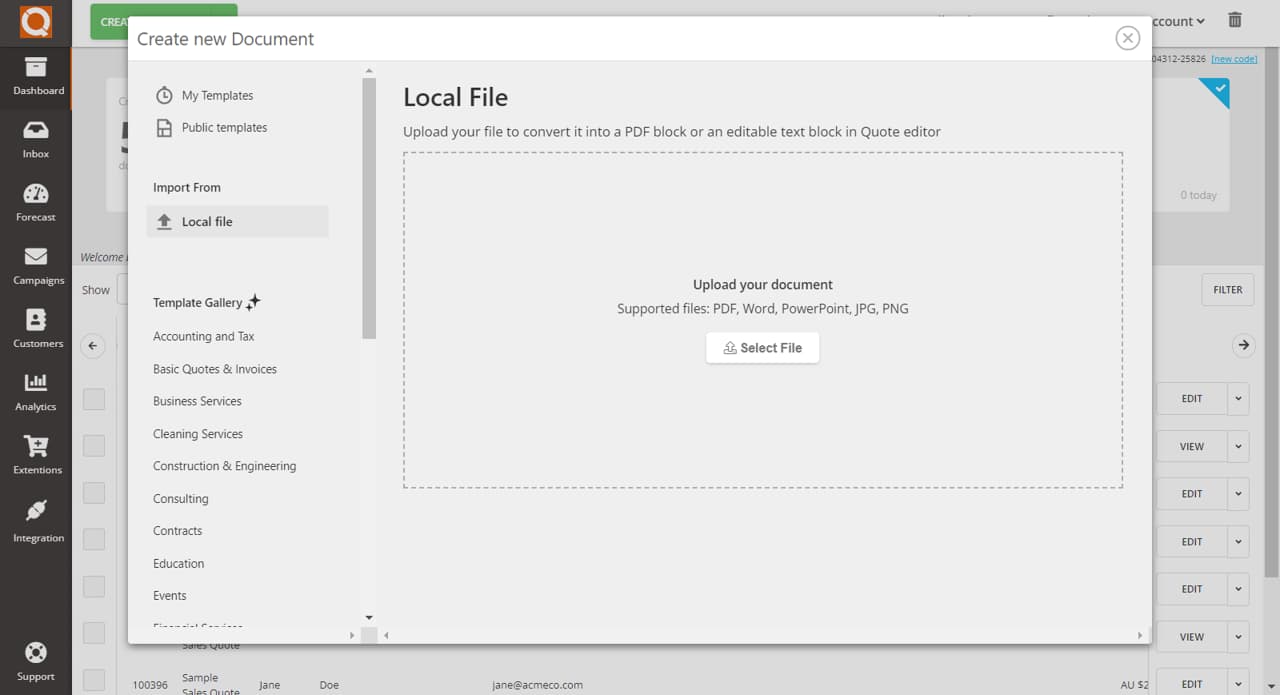 QuoteCloud - Sales Quote, Sales Proposal and Contracts Software - Creating a Sales Quote from a PowerPoint, Word, PDF, or Image File (Java Edition) - illustration e47c252e-e8ad-47b1-a2b3-6f935d9032bb