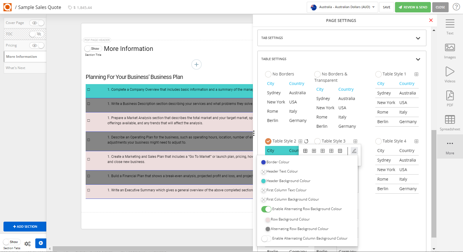 QuoteCloud - Sales Quote, Sales Proposal and Contracts Software - Customising the Table Styles Used in Text Blocks (Java Edition) - illustration 4569ce56-c877-4a41-9530-fdbc96321273