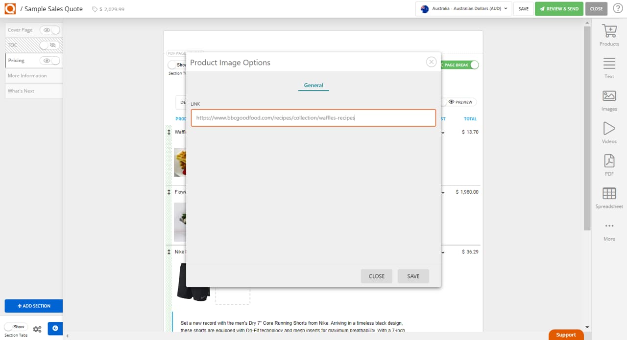 QuoteCloud - Sales Quote, Sales Proposal and Contracts Software - How to Add a Hyperlink to a Product Image in a Sales Quote Price Table (Java Edition) - illustration e47c252e-e8ad-47b1-a2b3-6f935d9032bb