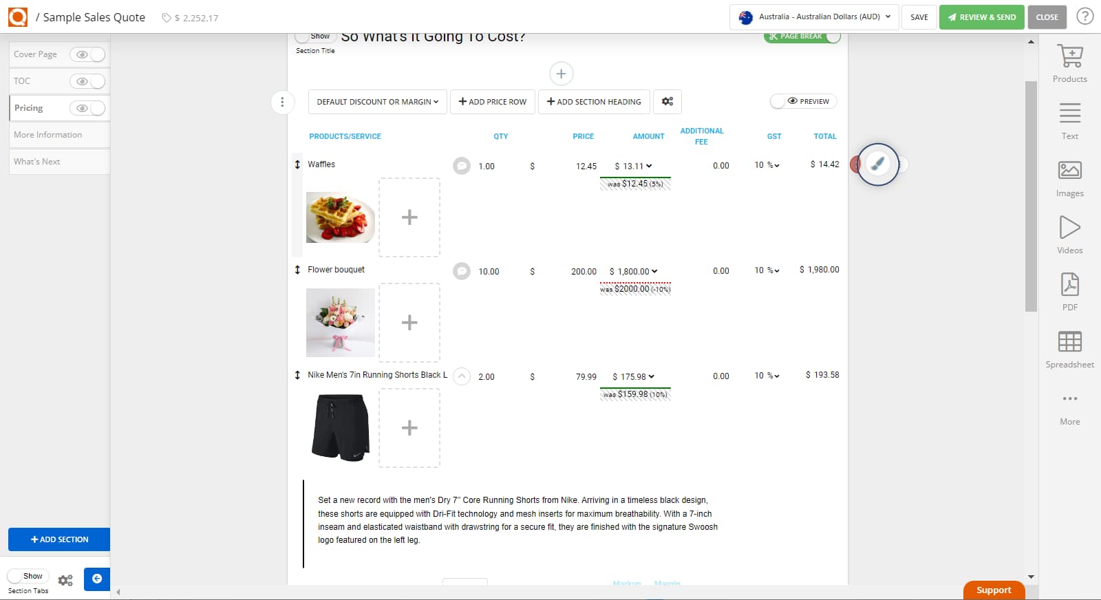 QuoteCloud - Sales Quote, Sales Proposal and Contracts Software - How To Style The Sales Quote Price Line Items (Java Edition) - illustration 7770ee94-22a2-48d4-a462-e7d9ed834418