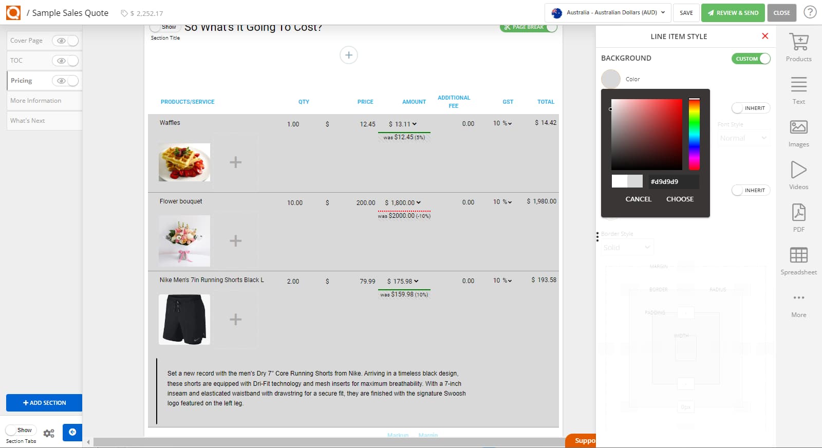 QuoteCloud - Sales Quote, Sales Proposal and Contracts Software - How To Style The Sales Quote Price Line Items (Java Edition) - illustration e47c252e-e8ad-47b1-a2b3-6f935d9032bb