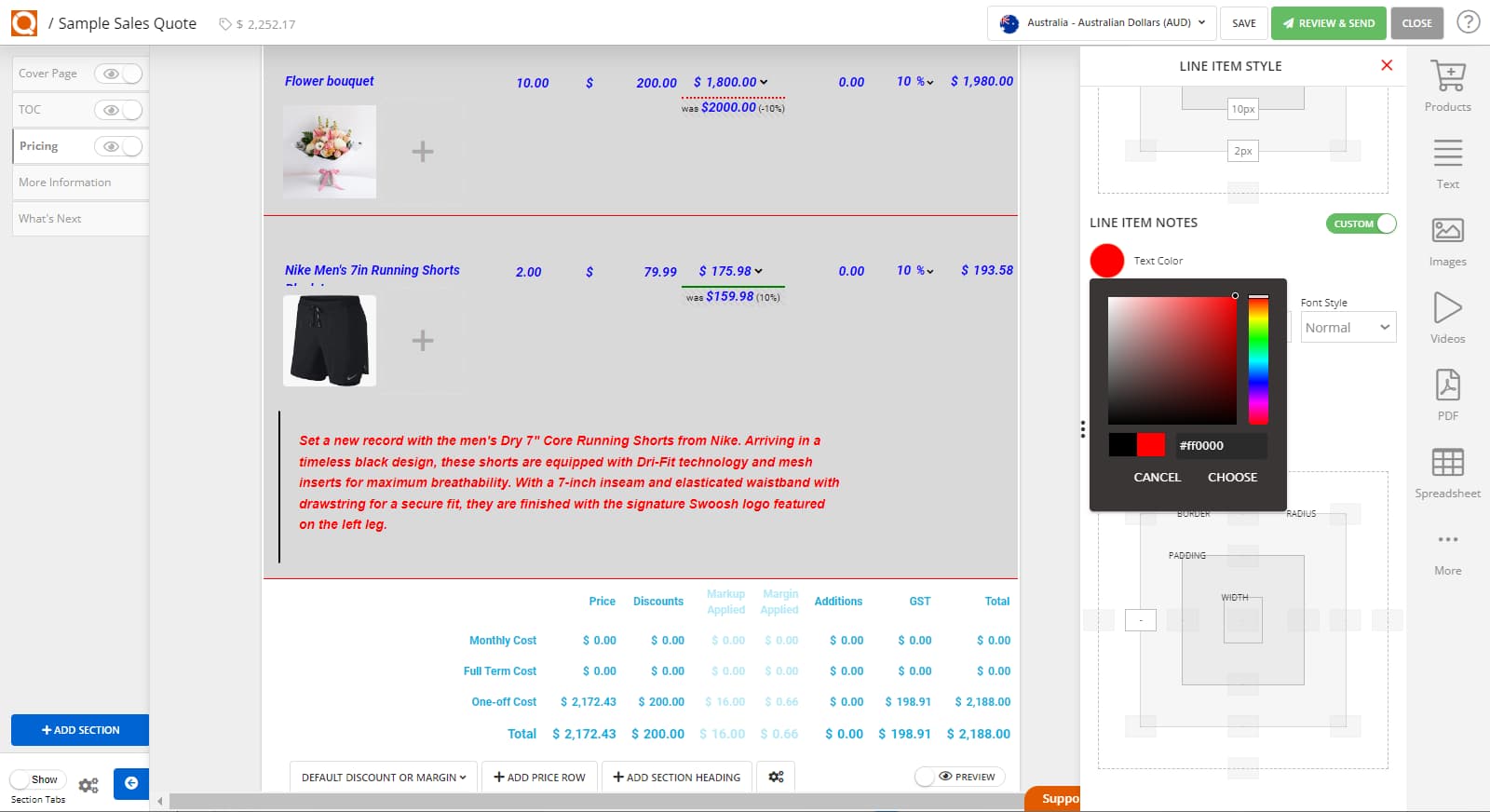 QuoteCloud - Sales Quote, Sales Proposal and Contracts Software - How To Style The Sales Quote Price Line Items (Java Edition) - illustration 6be12072-6570-4e09-9ba8-c6753b282457