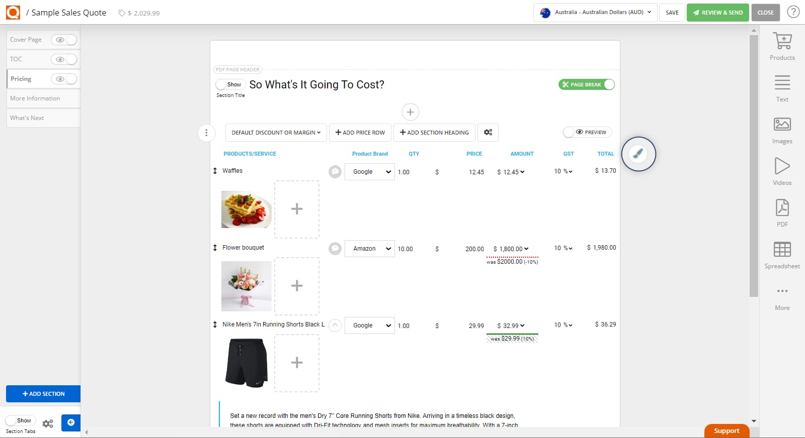 QuoteCloud - Sales Quote, Sales Proposal and Contracts Software - How To Style The Sales Quote Price Table Column Headings (Java Edition) - illustration 7770ee94-22a2-48d4-a462-e7d9ed834418