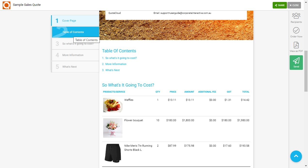 QuoteCloud - Sales Quote, Sales Proposal and Contracts Software - How To Add / Remove A Table Of Contents To Your Document (Java Edition) - illustration 7770ee94-22a2-48d4-a462-e7d9ed834418