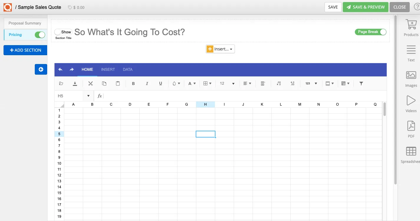 QuoteCloud - Sales Quote, Sales Proposal and Contracts Software - Inserting Spreadsheets into a Sales Quote (Java Edition) - illustration f8094848-0d0c-46d4-a620-d1d880153876