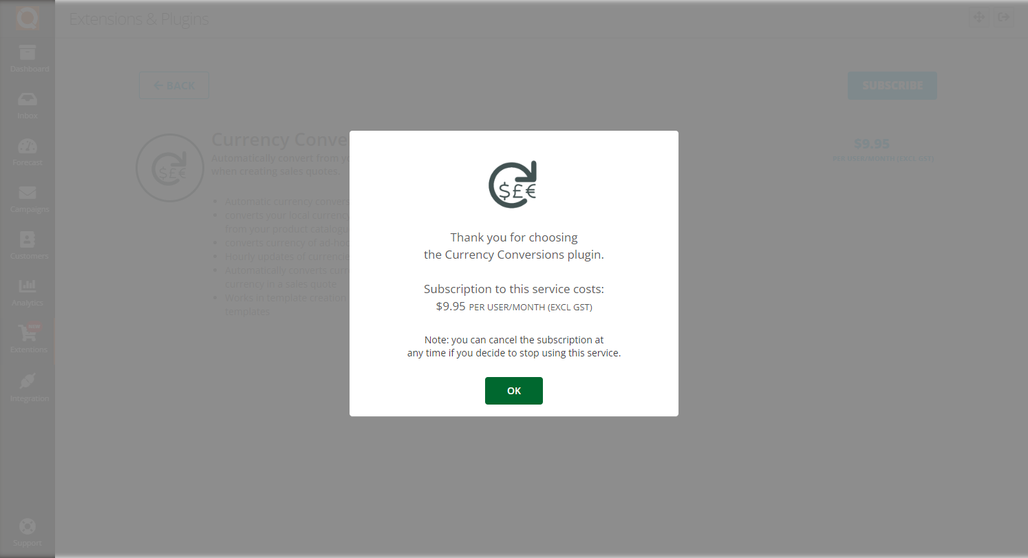 QuoteCloud - Sales Quote, Sales Proposal and Contracts Software - Activating the Realtime Currency Conversion Plugin (Java Edition) - illustration fd4325e7-9df6-40ae-9624-ea5acc8545b1