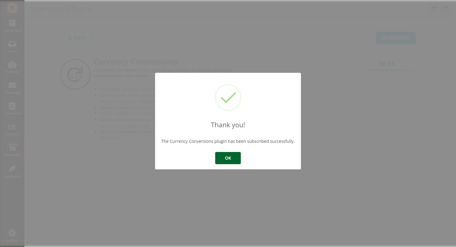 QuoteCloud - Sales Quote, Sales Proposal and Contracts Software - Activating the Realtime Currency Conversion Plugin (Java Edition) - illustration d0beb3d3-3b50-46f6-a01a-1c14953788b8