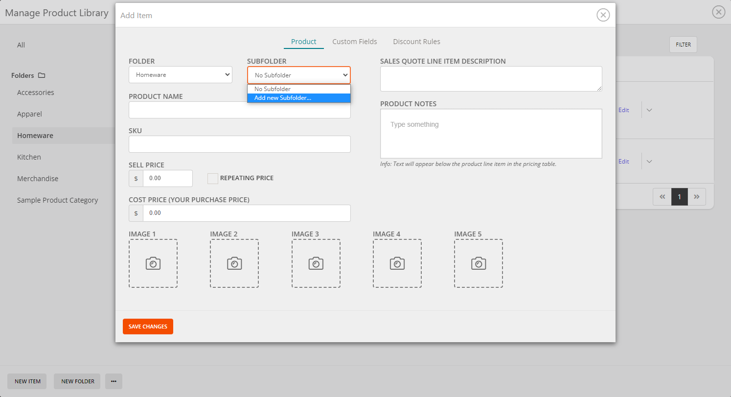 QuoteCloud - Sales Quote, Sales Proposal and Contracts Software - Creating Sub-Folders in the Product Catalogue (Java Edition) - illustration cfd48cef-d980-4bac-97e9-46a2fcf832c7