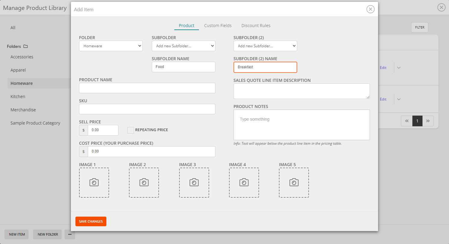QuoteCloud - Sales Quote, Sales Proposal and Contracts Software - Creating Sub-Folders in the Product Catalogue (Java Edition) - illustration d00f970c-da73-4580-af13-f2b46af50bdf