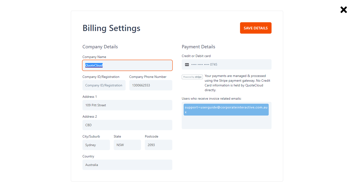 QuoteCloud - Sales Quote, Sales Proposal and Contracts Software - How to Change Your Company Name and Address Details (Java Edition) - illustration e47c252e-e8ad-47b1-a2b3-6f935d9032bb
