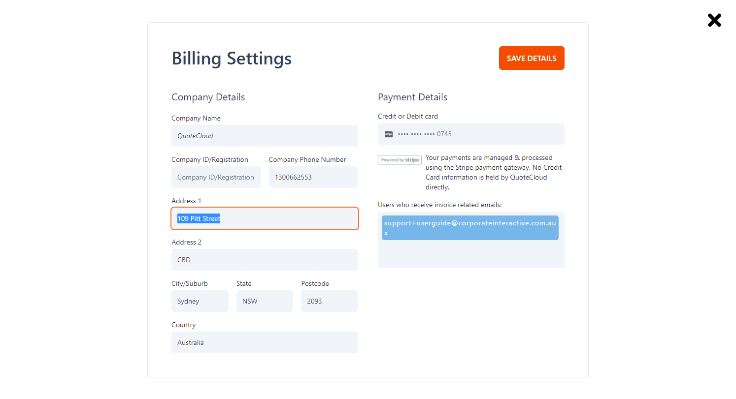 QuoteCloud - Sales Quote, Sales Proposal and Contracts Software - How to Change Your Company Name and Address Details (Java Edition) - illustration 06556154-015d-41d6-b225-a66ce68f12b2