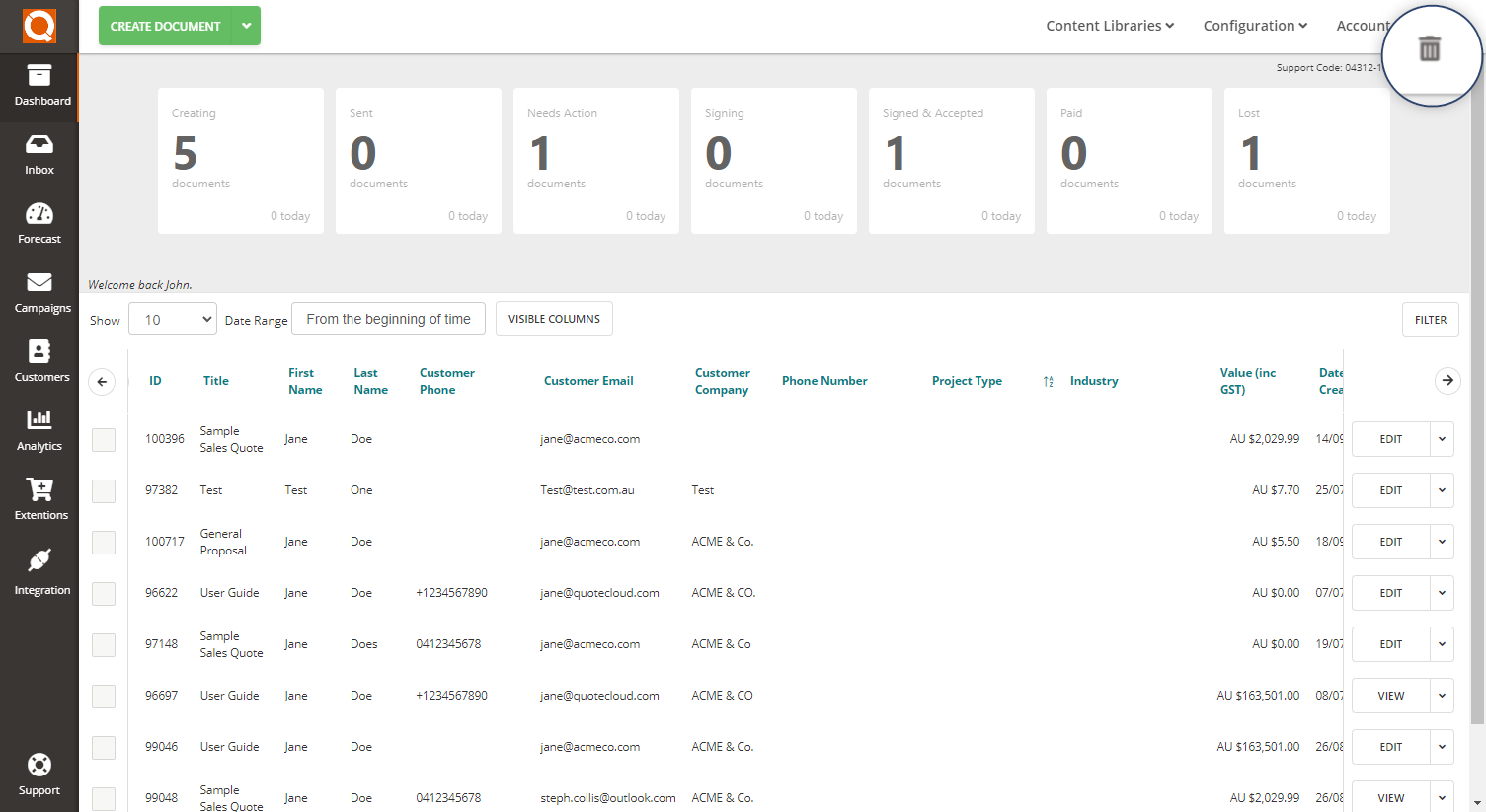 QuoteCloud - Sales Quote, Sales Proposal and Contracts Software - How To Empty The Trash Bin Of Deleted Sales Quotes (Java Edition) - illustration a275a3a1-39a3-42b5-809d-8fbf4590a76e