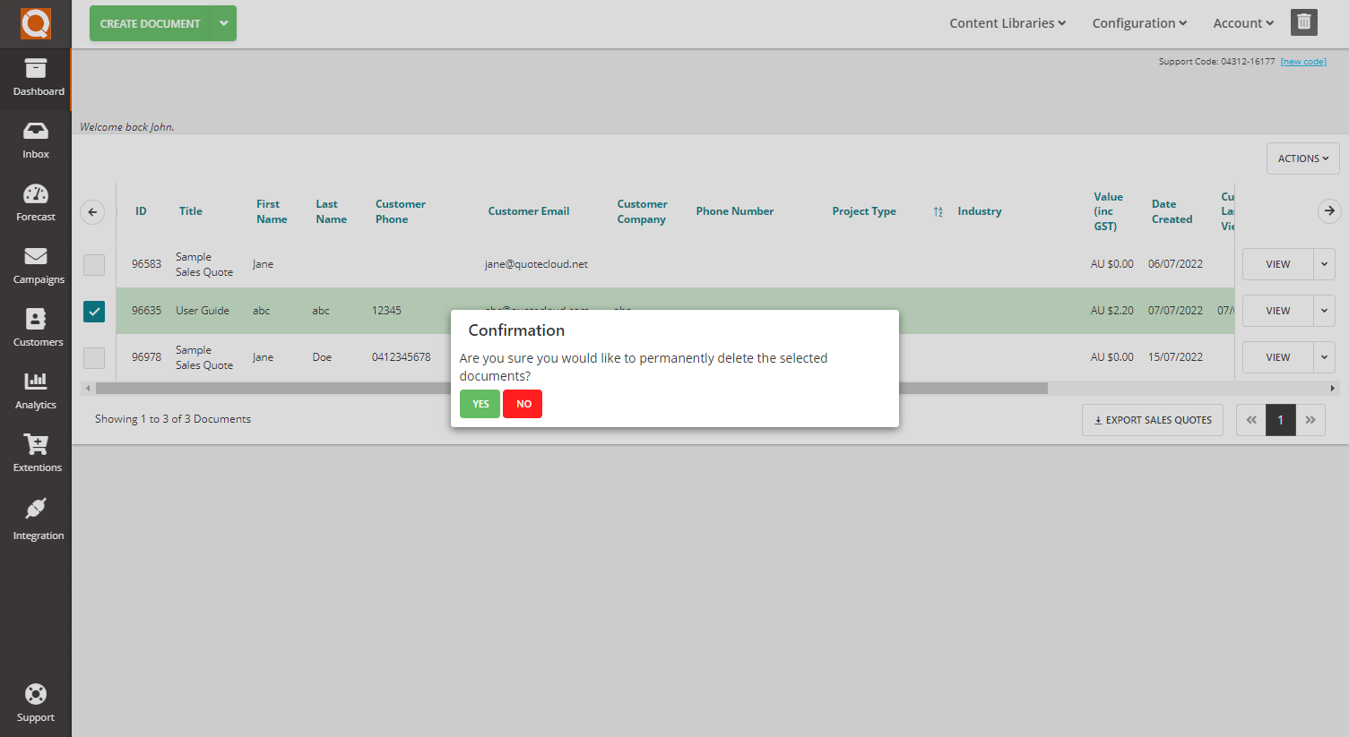 QuoteCloud - Sales Quote, Sales Proposal and Contracts Software - How To Empty The Trash Bin Of Deleted Sales Quotes (Java Edition) - illustration a4c7a2cc-a955-42c3-8ede-2462239c1762