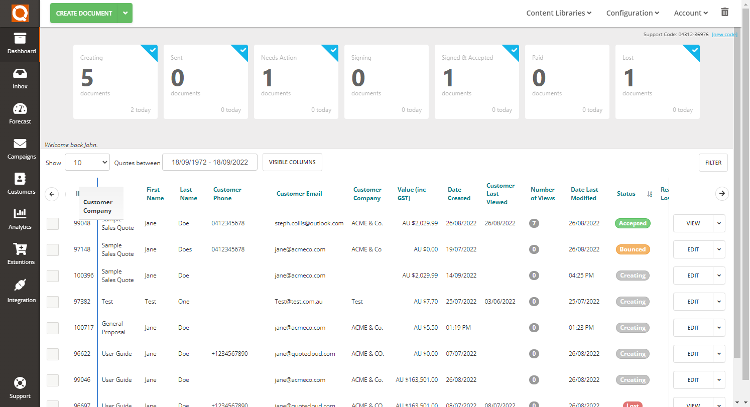 QuoteCloud - Sales Quote, Sales Proposal and Contracts Software - How To Change The Order Of Columns In The Sales Quote Dashboard Data Table (Java Edition) - illustration e47c252e-e8ad-47b1-a2b3-6f935d9032bb