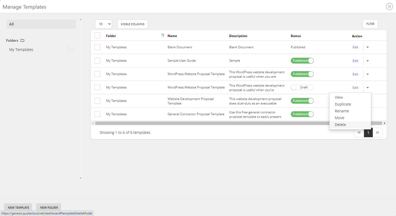 QuoteCloud - Sales Quote, Sales Proposal and Contracts Software - How to Delete a Sales Quote Template (Java Edition) - illustration 06556154-015d-41d6-b225-a66ce68f12b2