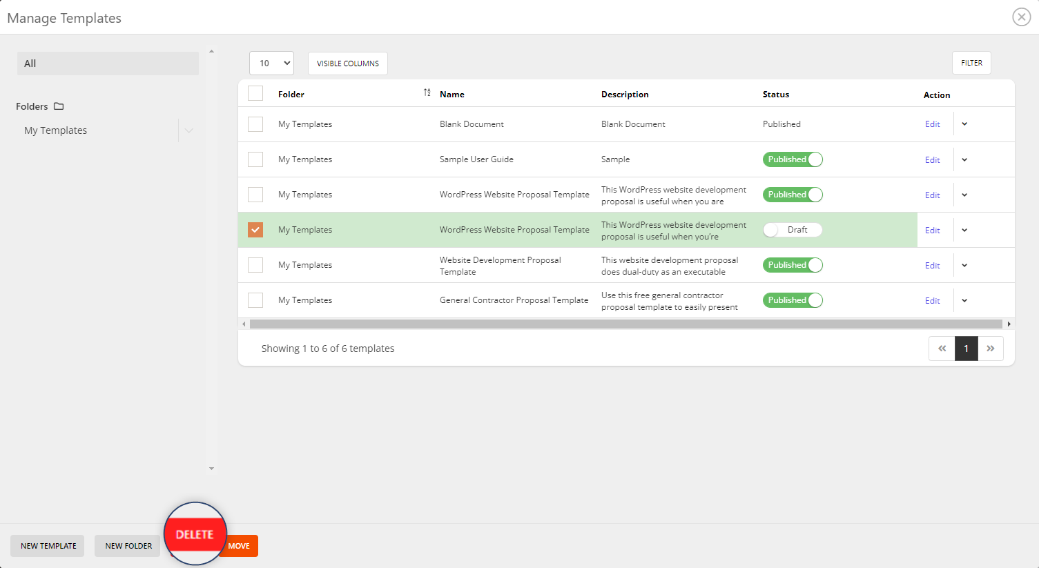 QuoteCloud - Sales Quote, Sales Proposal and Contracts Software - How to Delete a Sales Quote Template (Java Edition) - illustration 67f75b58-ae4b-4f67-b83c-136341c7eeb2